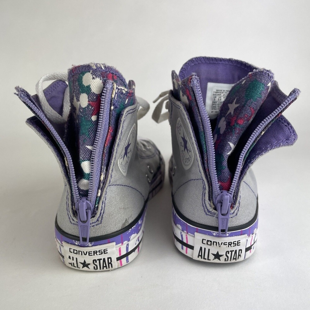 Converse Chuck‎ Taylor All Star Juniors 6Y Grey, Purple Paint Splatter Size 3 US - Picture 10 of 12